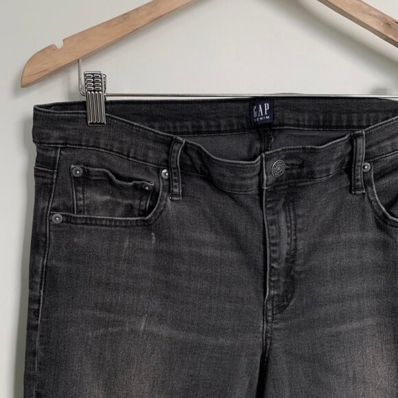 GAP Classic Straight Jeans Distressed Coal Black 33 Reg NWOT - Picture 4 of 7